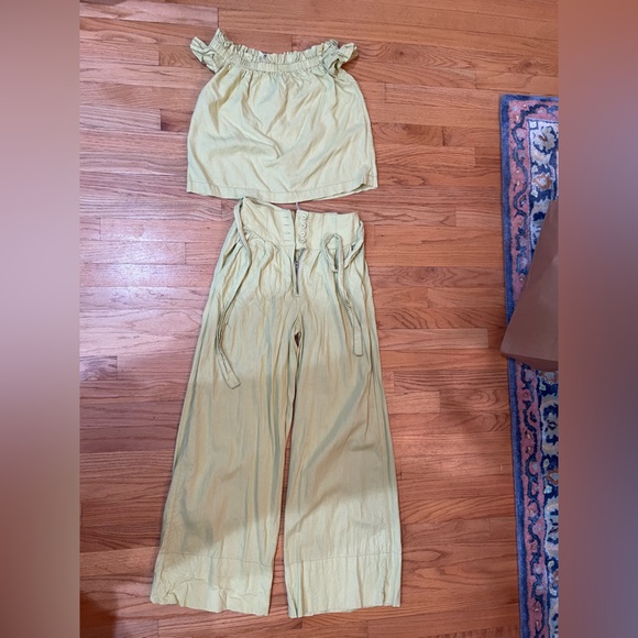 NEW Free People Everything 2 piece set Wide Leg Pant Off Shoulder Top - Picture 11 of 16